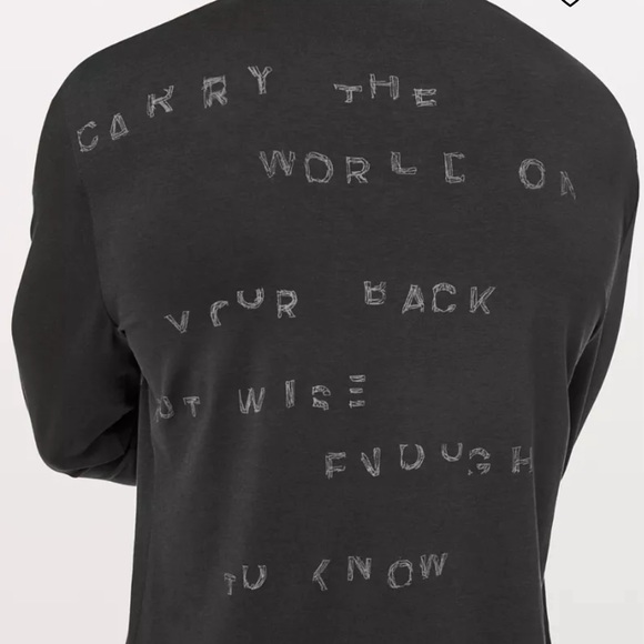 Lululemon Men’s 5 Year Basic LS Mantra Black Graphic Long Sleeve Shirt - Picture 2 of 5